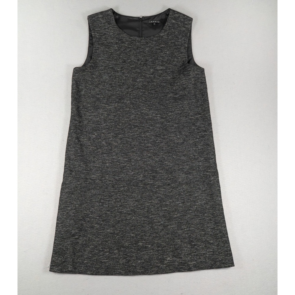 Theory Womens Shift Dress Sleeveless Wool Blend Marled Grey Size 8 Minimalist